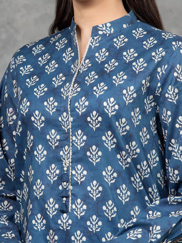 3Pc Printed Lawn Suit - Grey Edition