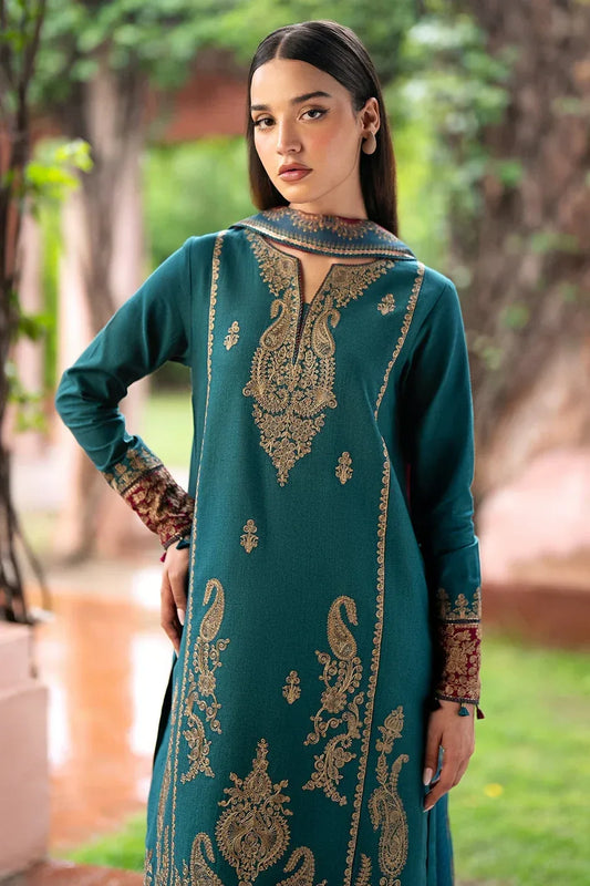 JAZMIN - 3 Pcs Dhanak Embroidered Suit - Green | Stylish Winter Collection
