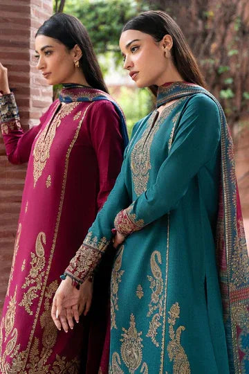 JAZMIN - 3 Pcs Dhanak Embroidered Suit - Green | Stylish Winter Collection