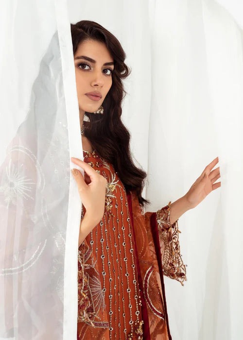 Woman in a traditional outfit with a white background