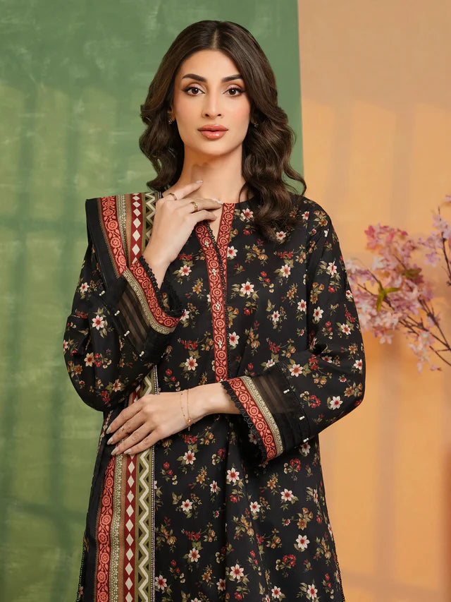 3Pc Printed Lawn Suit - Black Edition