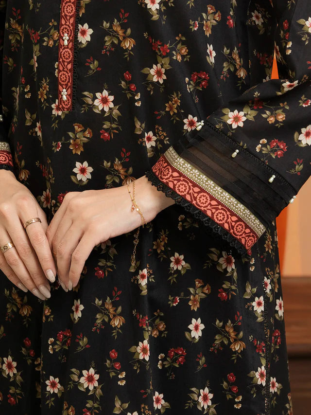 3Pc Printed Lawn Suit - Black Edition