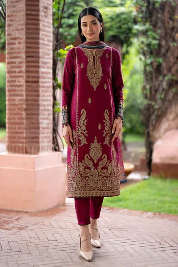 JAZMIN - 3 Pcs Dhanak Embroidered Suit - Green | Stylish Winter Collection