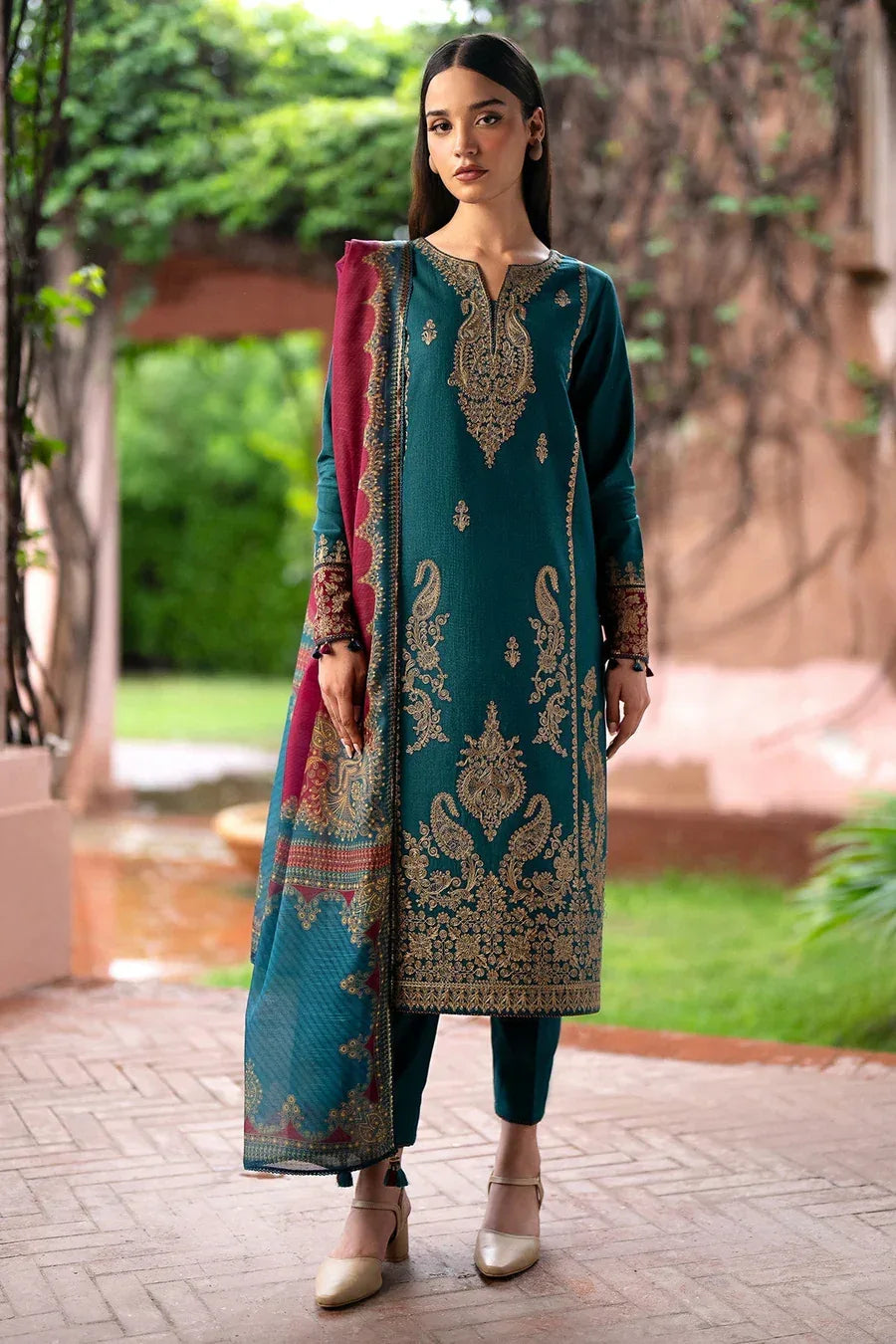 JAZMIN - 3 Pcs Dhanak Embroidered Suit - Green | Stylish Winter Collection