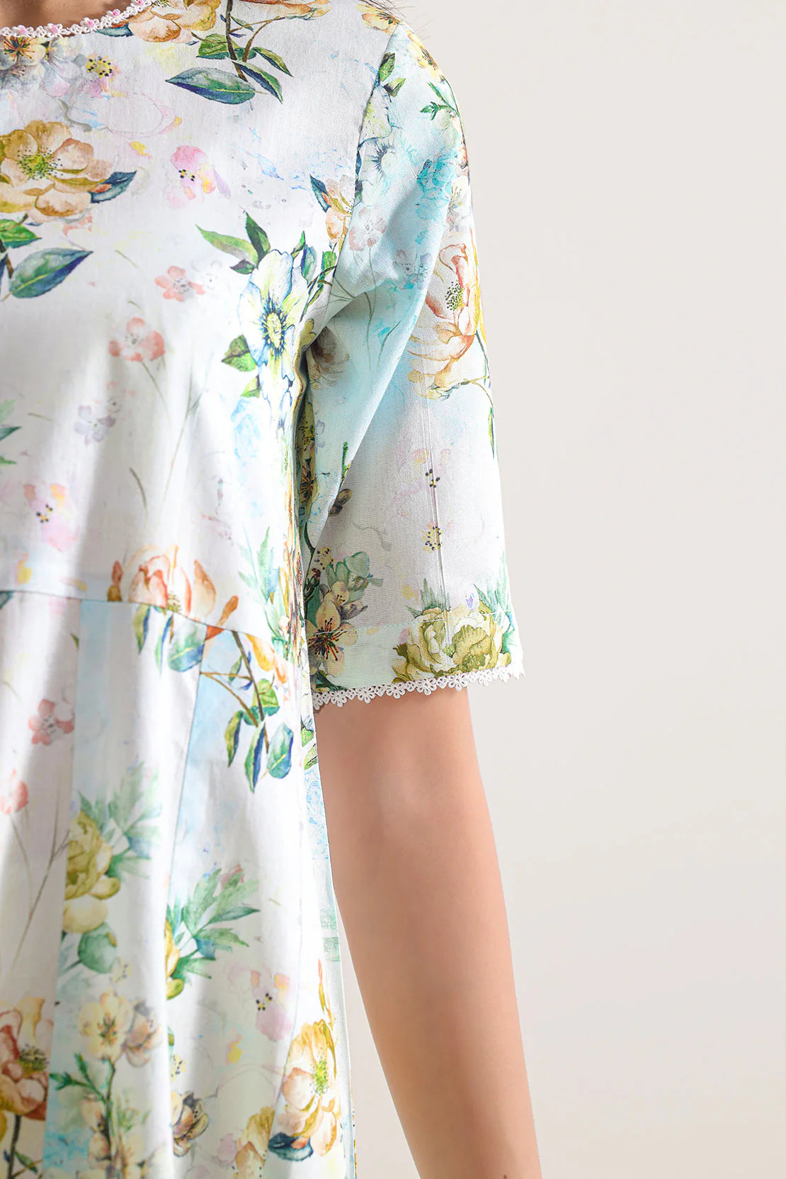 Floral dress with a white background