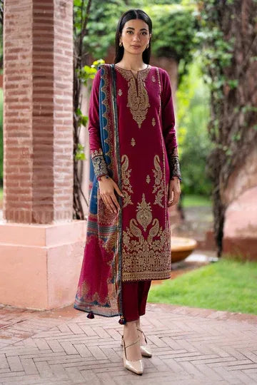 JAZMIN - 3 Pcs Dhanak Embroidered Suit - Green | Stylish Winter Collection