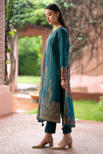 JAZMIN - 3 Pcs Dhanak Embroidered Suit - Green | Stylish Winter Collection