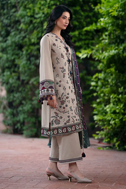 JAZMIN Luxury - 3 Pcs Dhanak Embroidered Suit with Wool Shawl - Lilac | Premium Winter Collection