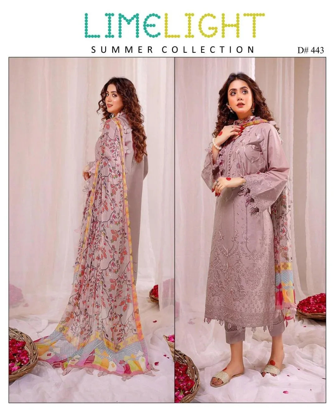 3 Pcs Lawn Embroidered Suit with Digital Dupatta | Summer Collection