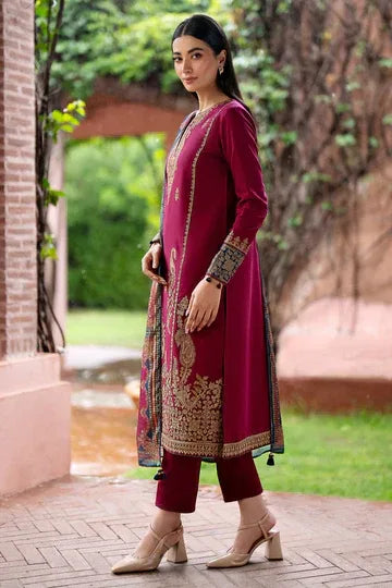 JAZMIN - 3 Pcs Dhanak Embroidered Suit - Green | Stylish Winter Collection
