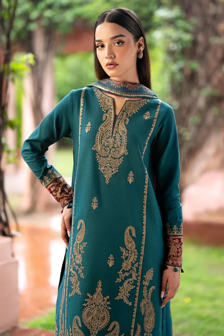 JAZMIN - 3 Pcs Dhanak Embroidered Suit - Green | Stylish Winter Collection