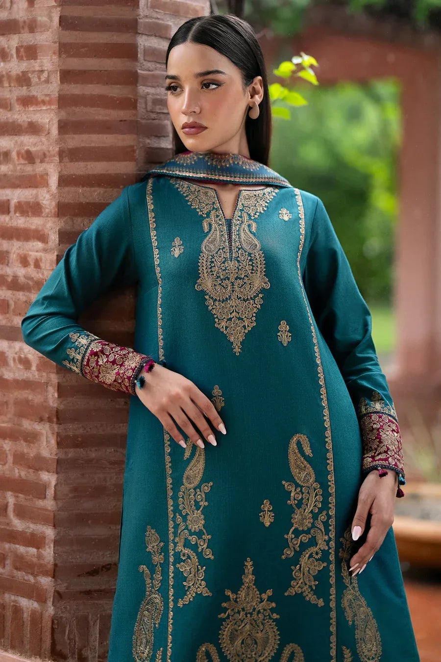 JAZMIN - 3 Pcs Dhanak Embroidered Suit - Green | Stylish Winter Collection