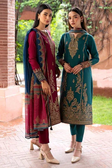 JAZMIN - 3 Pcs Dhanak Embroidered Suit - Green | Stylish Winter Collection