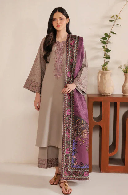 Premium 3 Pcs Dhanak Embroidered Suit | Luxury Winter Collection