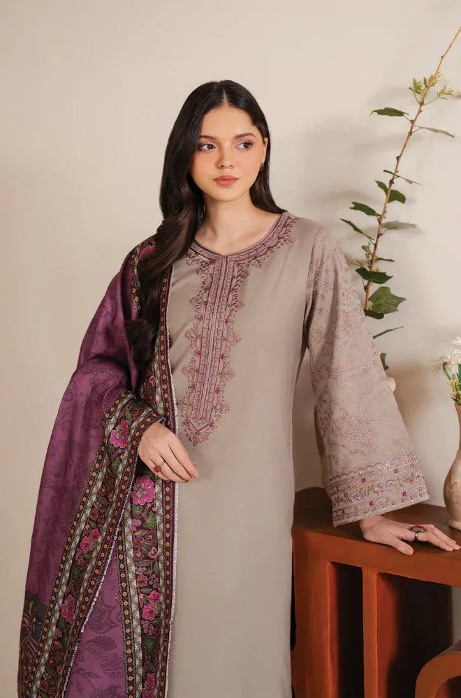 Premium 3 Pcs Dhanak Embroidered Suit | Luxury Winter Collection