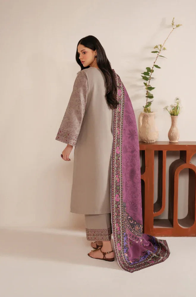 Premium 3 Pcs Dhanak Embroidered Suit | Luxury Winter Collection