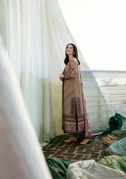 Florent - 3 Pcs Embroidered Dhanak Suit - Ivory | Unstitched Winter Collection