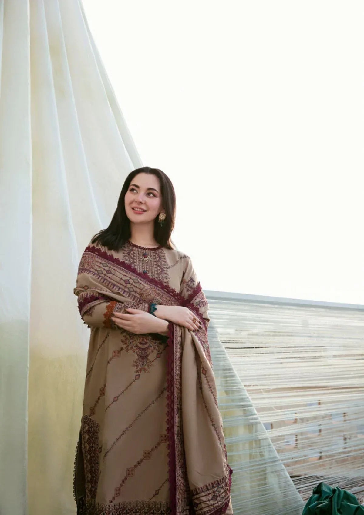 Florent - 3 Pcs Embroidered Dhanak Suit - Ivory | Unstitched Winter Collection