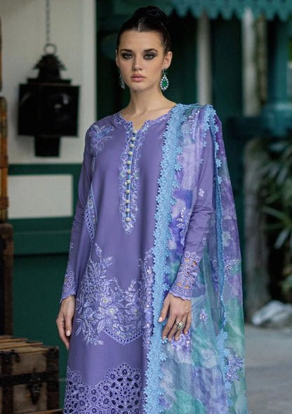 MUSHQ Orient Express - 3 Pcs Dhanak Embroidered Suit - Blue | Luxury Winter Collection