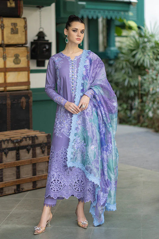 MUSHQ Orient Express - 3 Pcs Dhanak Embroidered Suit - Blue | Luxury Winter Collection
