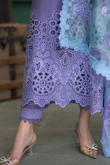 MUSHQ Orient Express - 3 Pcs Dhanak Embroidered Suit - Blue | Luxury Winter Collection