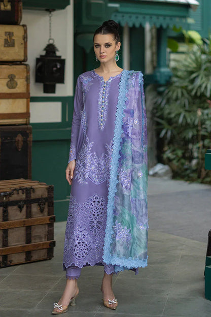 MUSHQ Orient Express - 3 Pcs Dhanak Embroidered Suit - Blue | Luxury Winter Collection