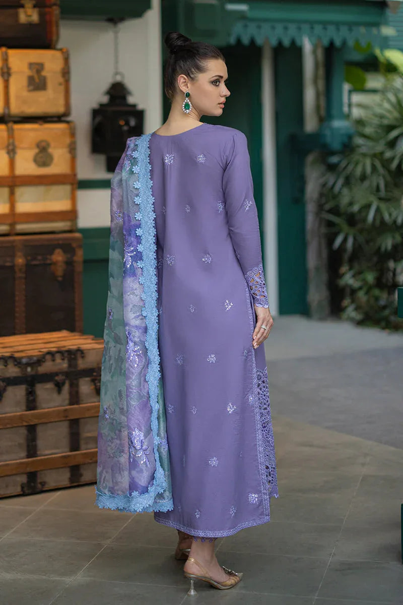 MUSHQ Orient Express - 3 Pcs Dhanak Embroidered Suit - Blue | Luxury Winter Collection