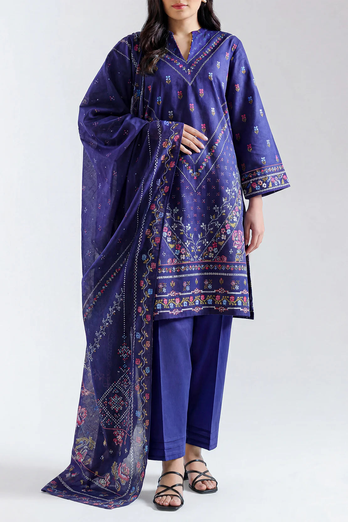 Unstitched Printed Lawn 3 Piece